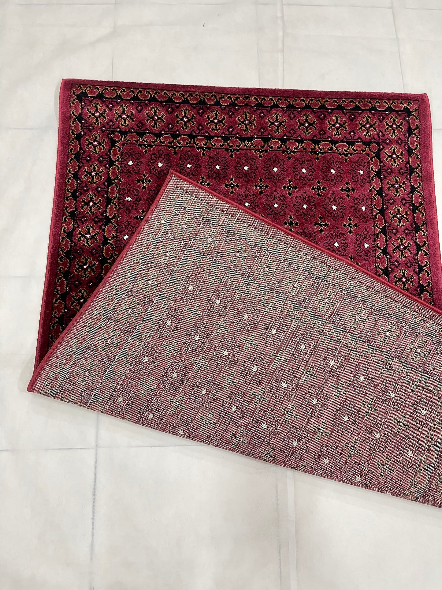 Persian Polypropylene Rug,Woven Back (Article-27-Red) Size : 3 ft width x 5 ft length (100cm x 150 cm)
