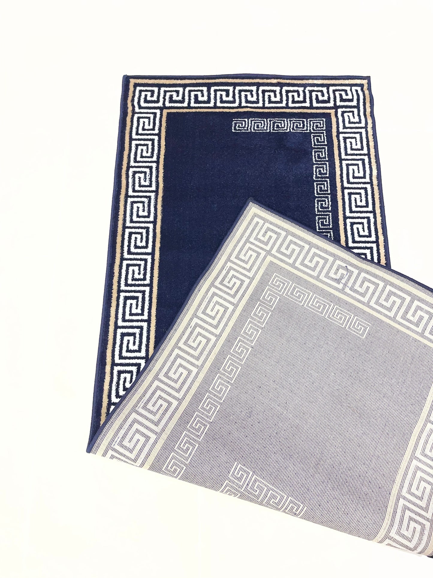 Blue Versace Polypropylene Woven Rug.  Size : 2.6 ft width x 6.6 ft length  (80 cm x 200cm)