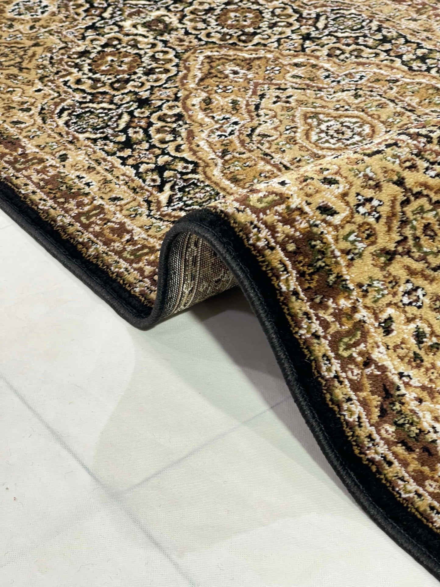 Black Persian Polypropylene Woven runner.
 Size : 2.6 ft width x 6.3 ft length
 (80 cm x 200cm)