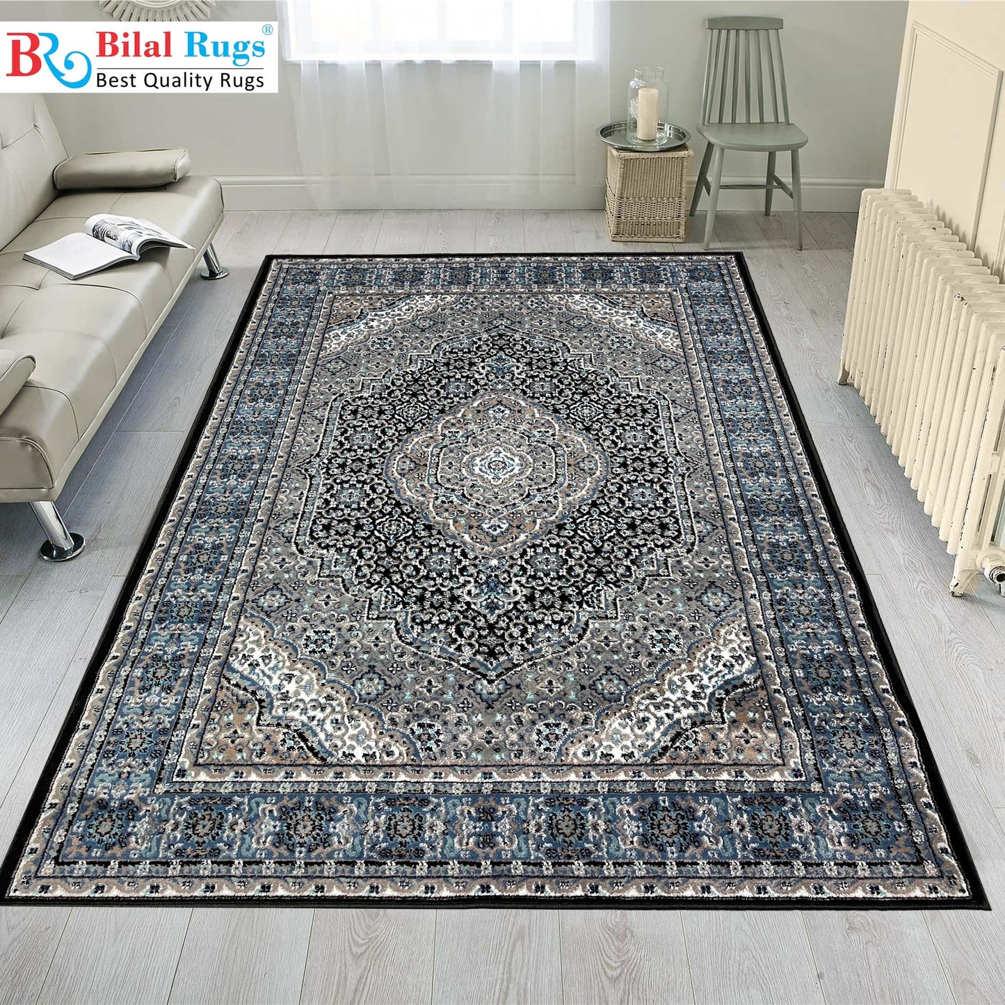 Persian  Polypropylene Rug,back woven(Article-1021-Blue)
Size : 5ft width  x 7.3ft length (150cm x 220cm)