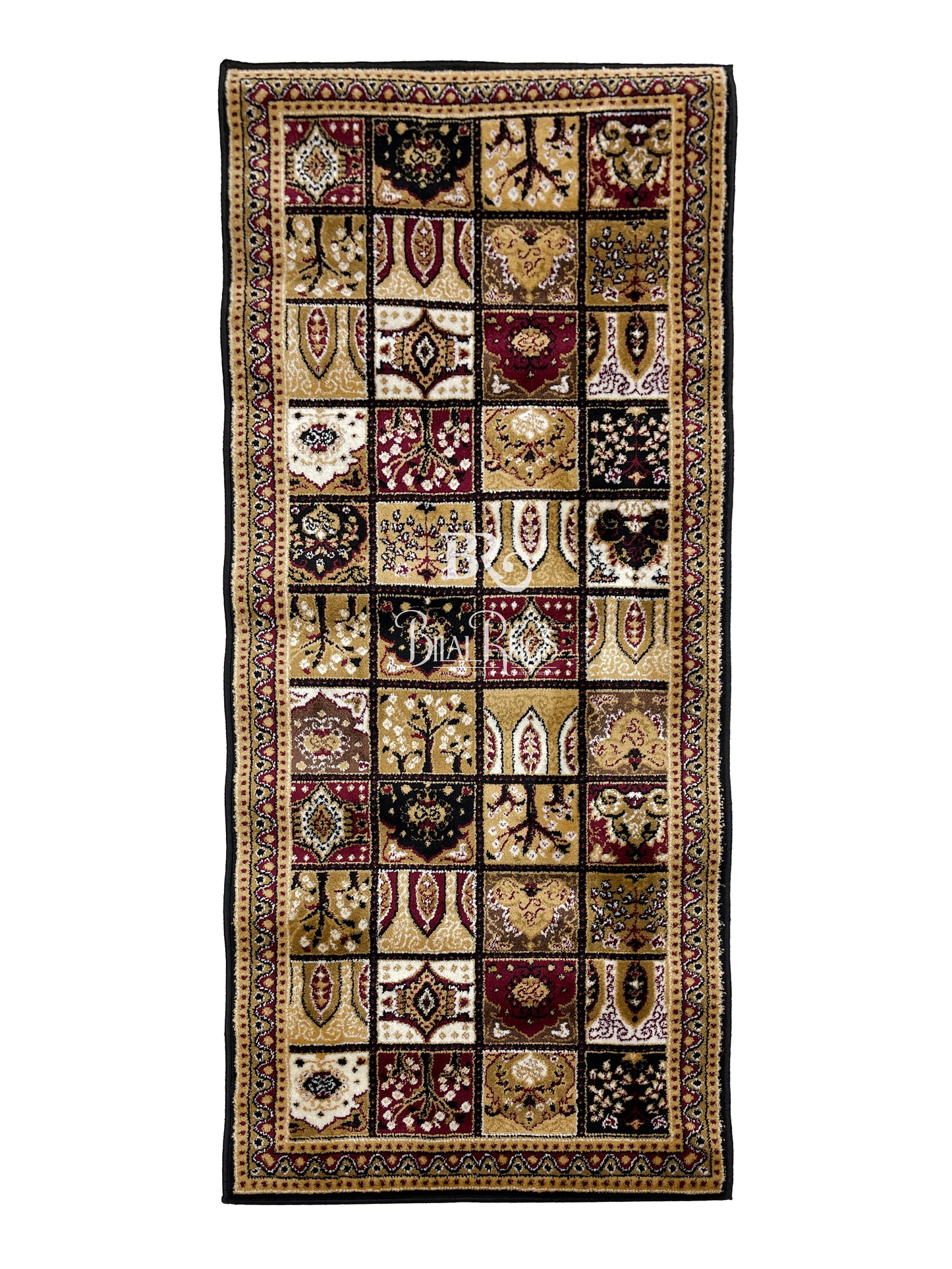 Black  Persian Polypropylene Woven Rug.  Size : 2.6 ft width x 6.6 ft length  (80 cm x 200cm)