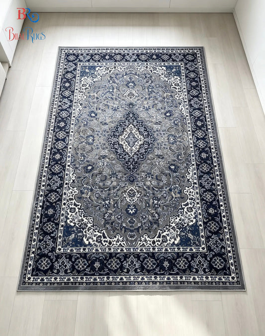 Persian polypropylene Rug,back woven(Article-01-Grey)
Size : 6.6 ft width x 9.6 ft length (200cm x 290cm)