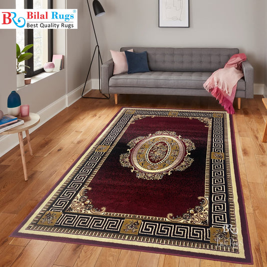 Versace Polypropylene Rug,back woven(Article-75-Red)