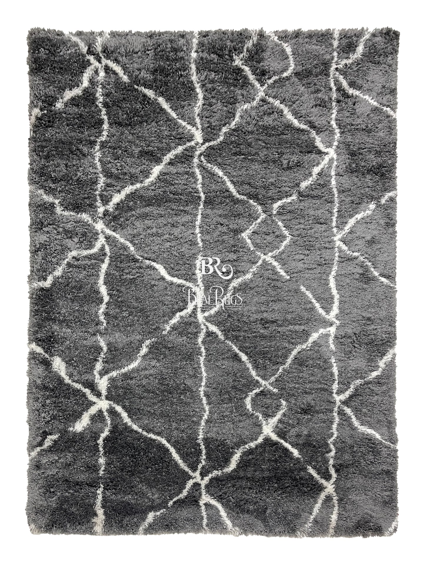 Turkish Shaggy Rug With Woven Back.  Size : 5 Ft Width x 7.3 Ft Length (160cm x 220cm) Article-13-Grey