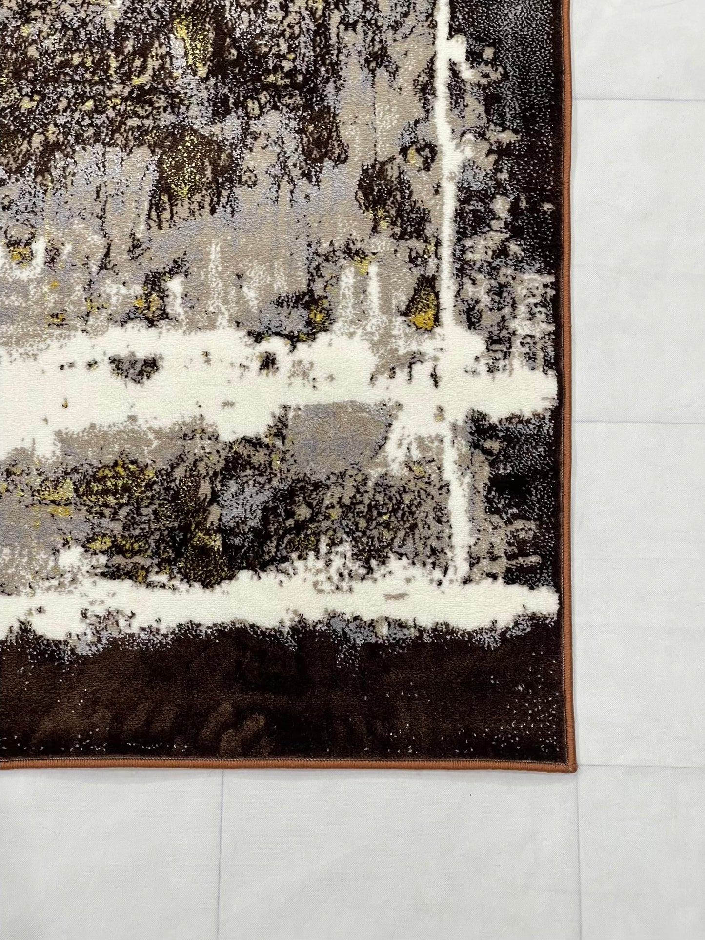 Pakistani Silk Woven Rug.(Article-1468-Brown) Size : 5ft width  x 7.3ft length (150cm x 220cm)