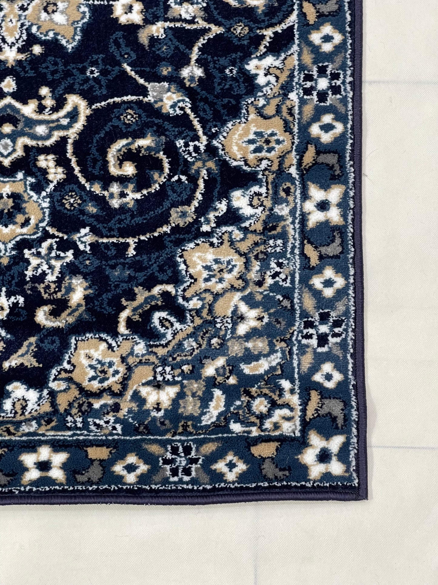 Blue Persian Polypropylene Woven Rug.  Size : 2.6 ft width x 6.6 ft length  (80 cm x 200cm)
