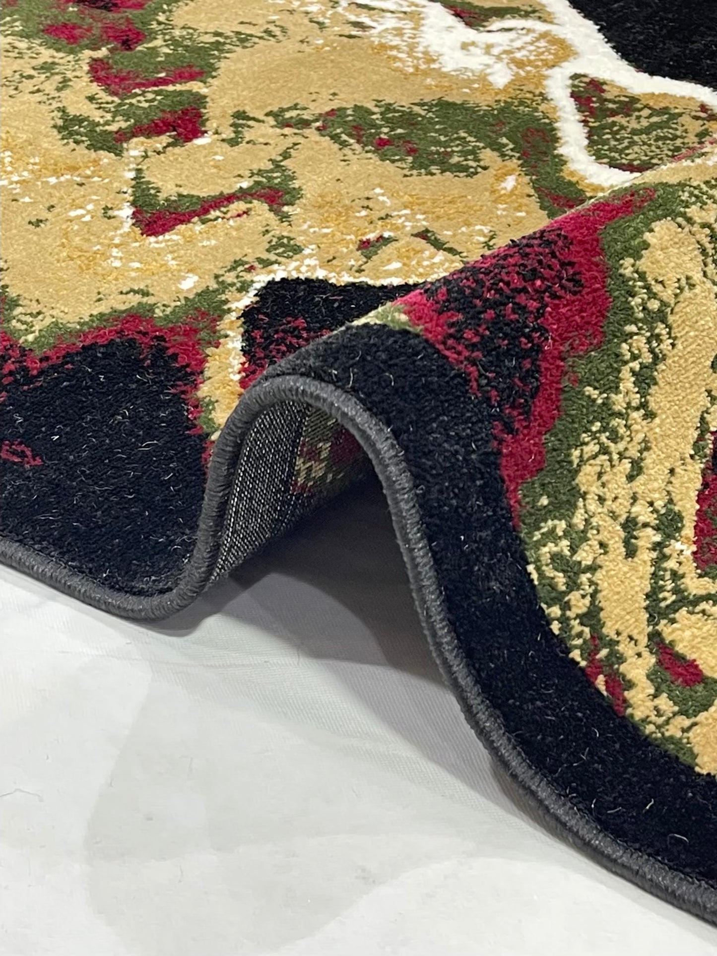 Modern polypropylene Rug,back woven(Article-370-Black , Multi )