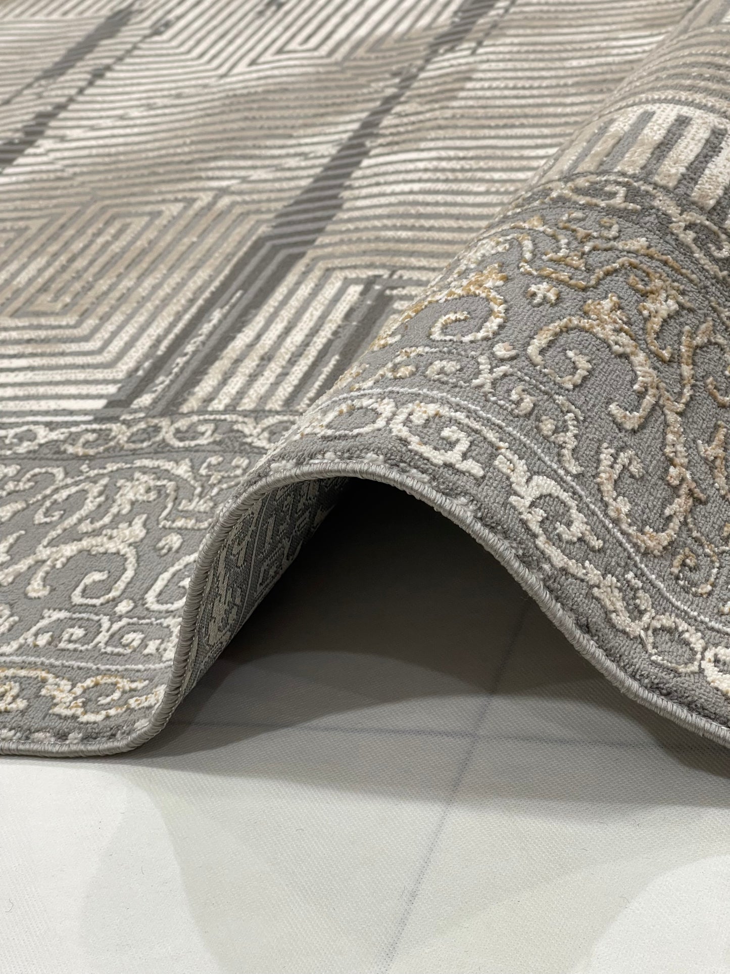 Irani Vintage Woven Rug.  Article -2079-Grey Size: 5 ft width x 7.3 ft length (150cm x 220cm)