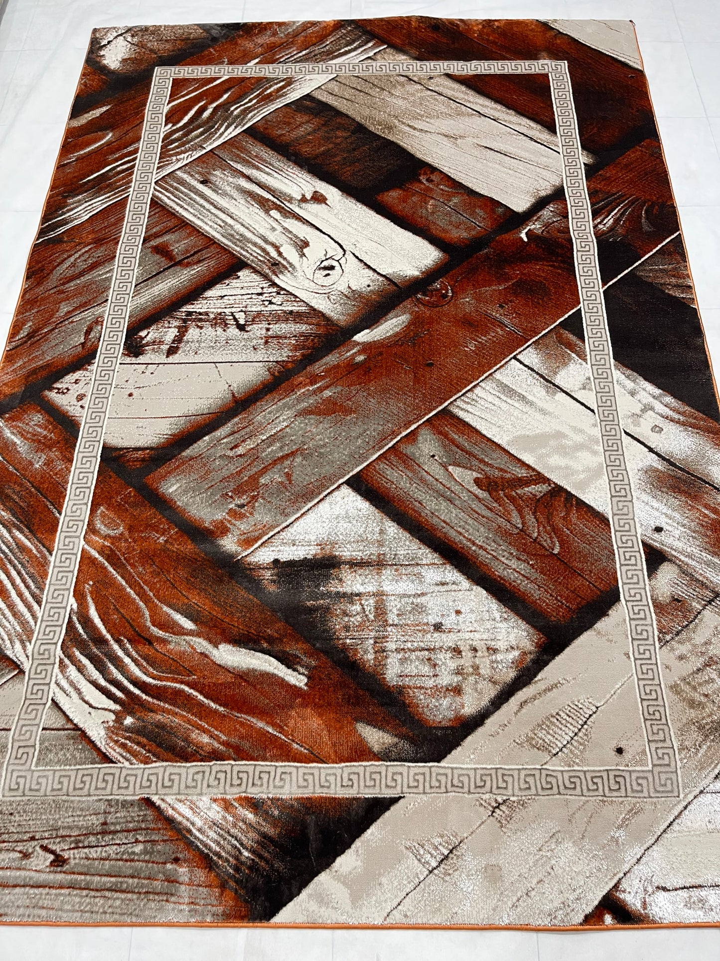 Turkish Top Quality Silk.(Article-1081-Rust ) Size: 6.6 ft width x 9.6 ft length (200cm x 290cm)