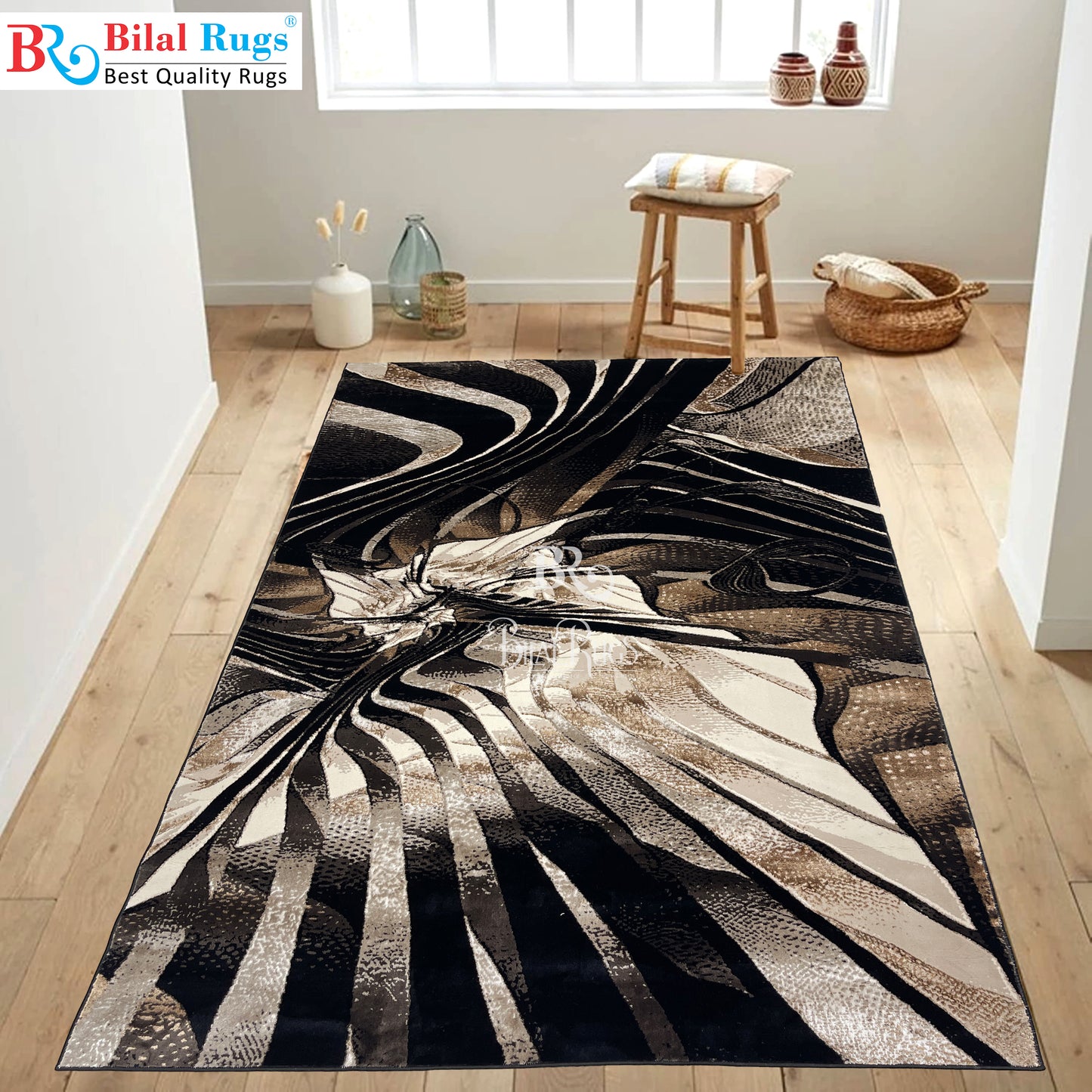 Turkish Top Quality Silk.(Article-1068-Black) Size: 6.6 ft width x 9.6 ft length (200cm x 290cm)