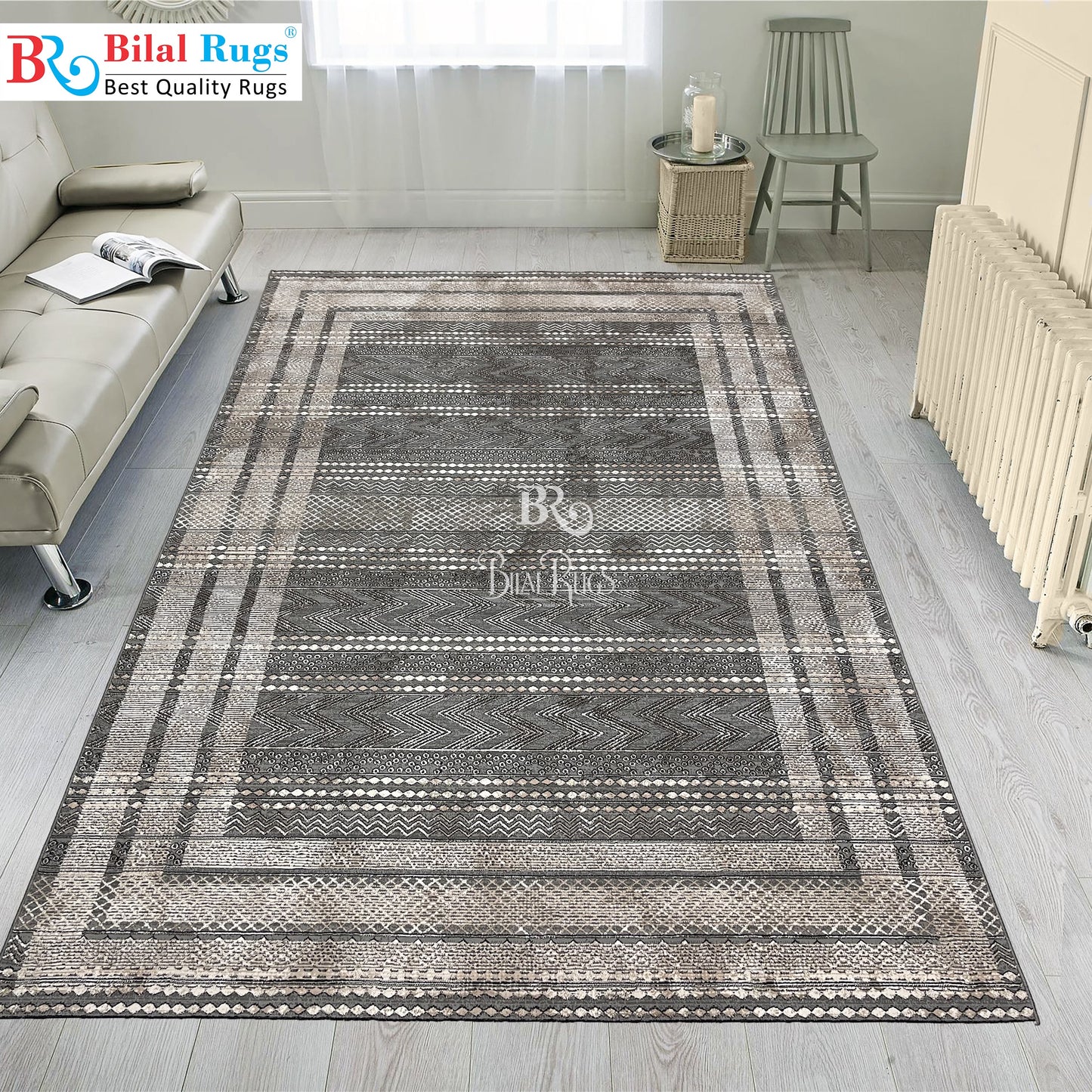 Irani Vintage Woven Rug.  Article -2086-Grey Size: 6.6 ft width x 9.6 ft length (200cm x 290cm)