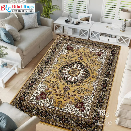 Persian Polypropylene Rug,back woven(Article-55-Gold)
Size : 5ft width  x 7.3ft length (150cm x 220cm)