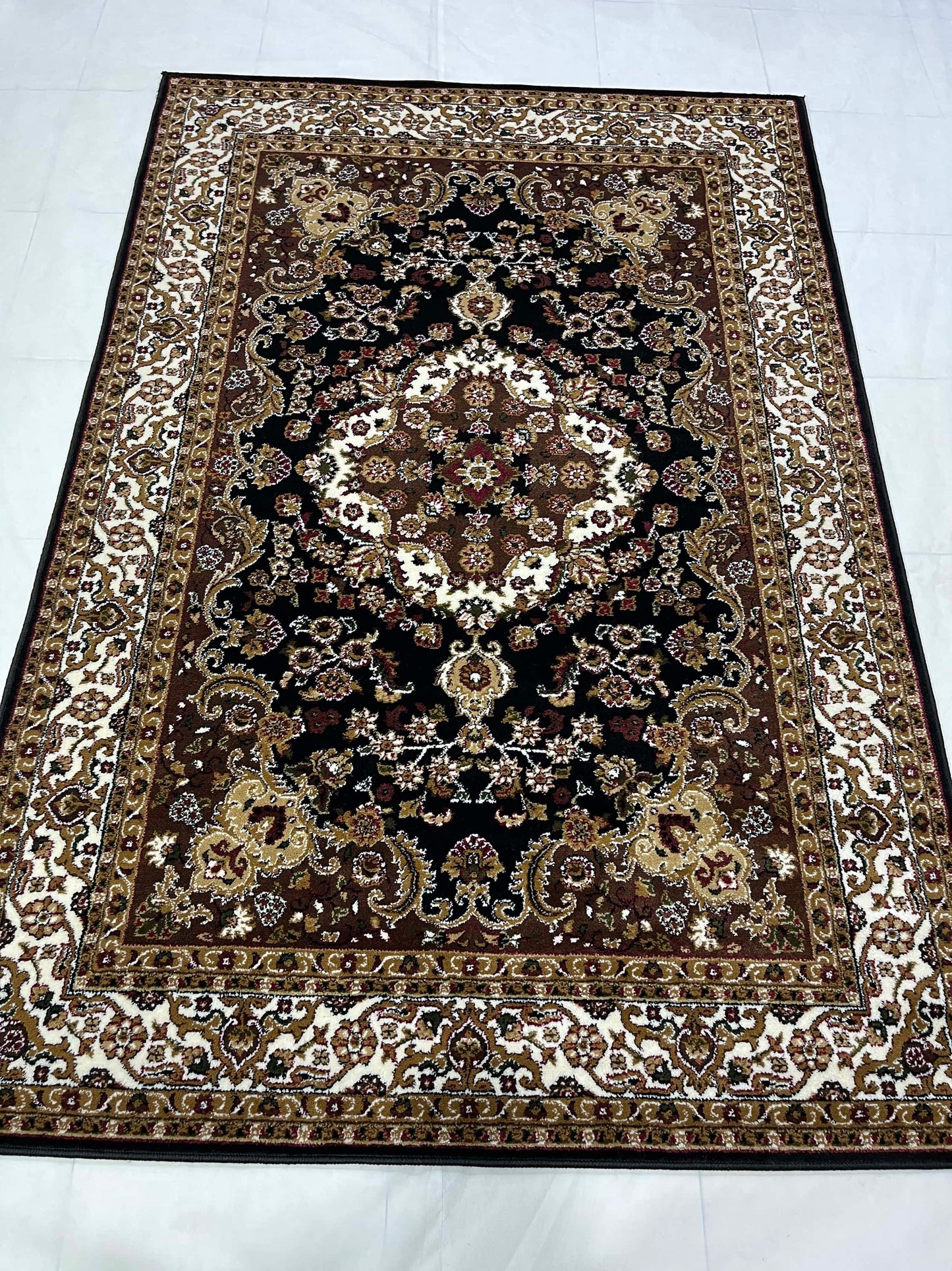 Persian polypropylene Rug,back woven(Article-37-Black)