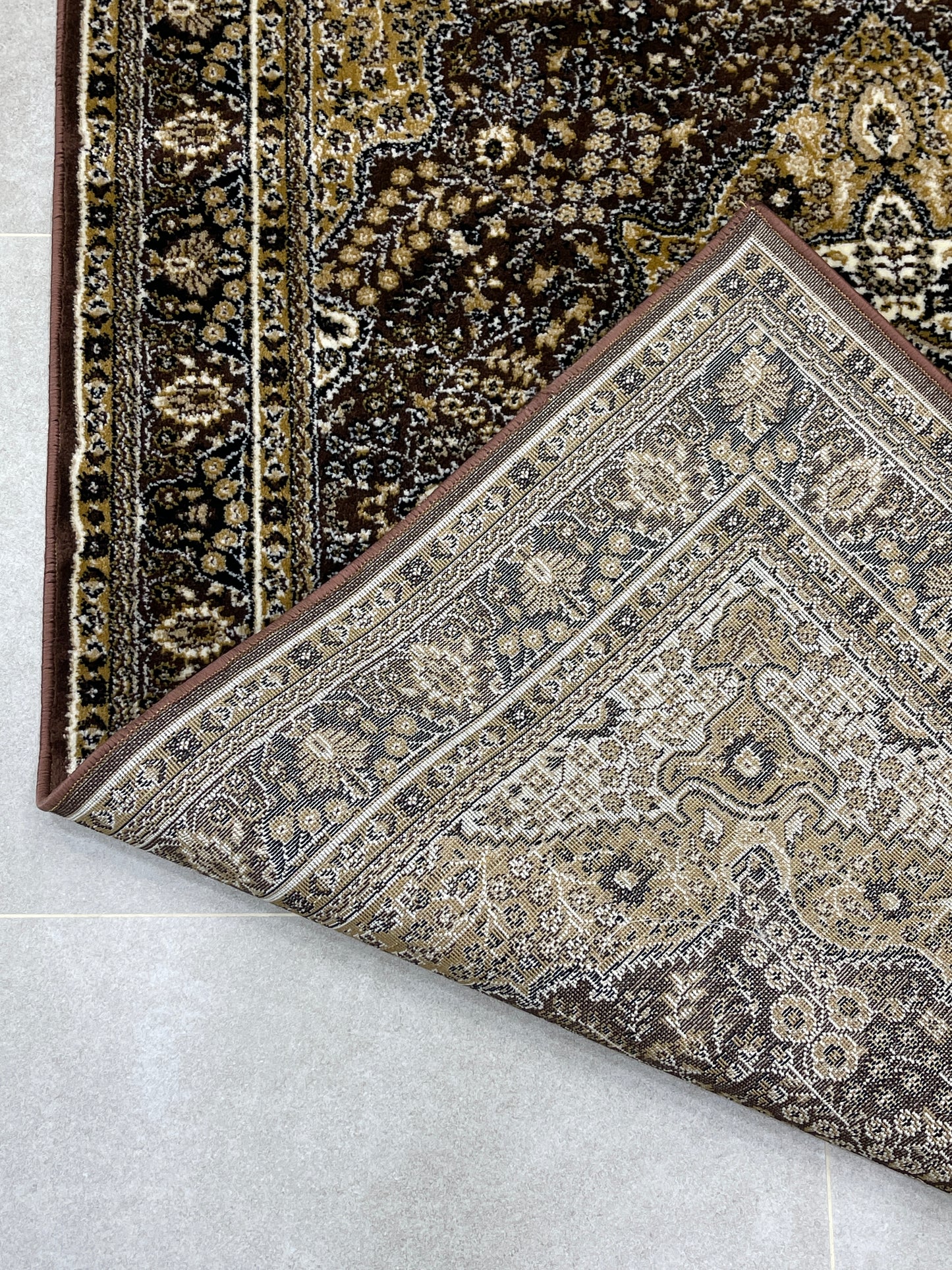 Persian polypropylene Rug,back woven(Article-25-Brown)
Size : 5ft width  x 7.3ft length (150cm x 220cm)