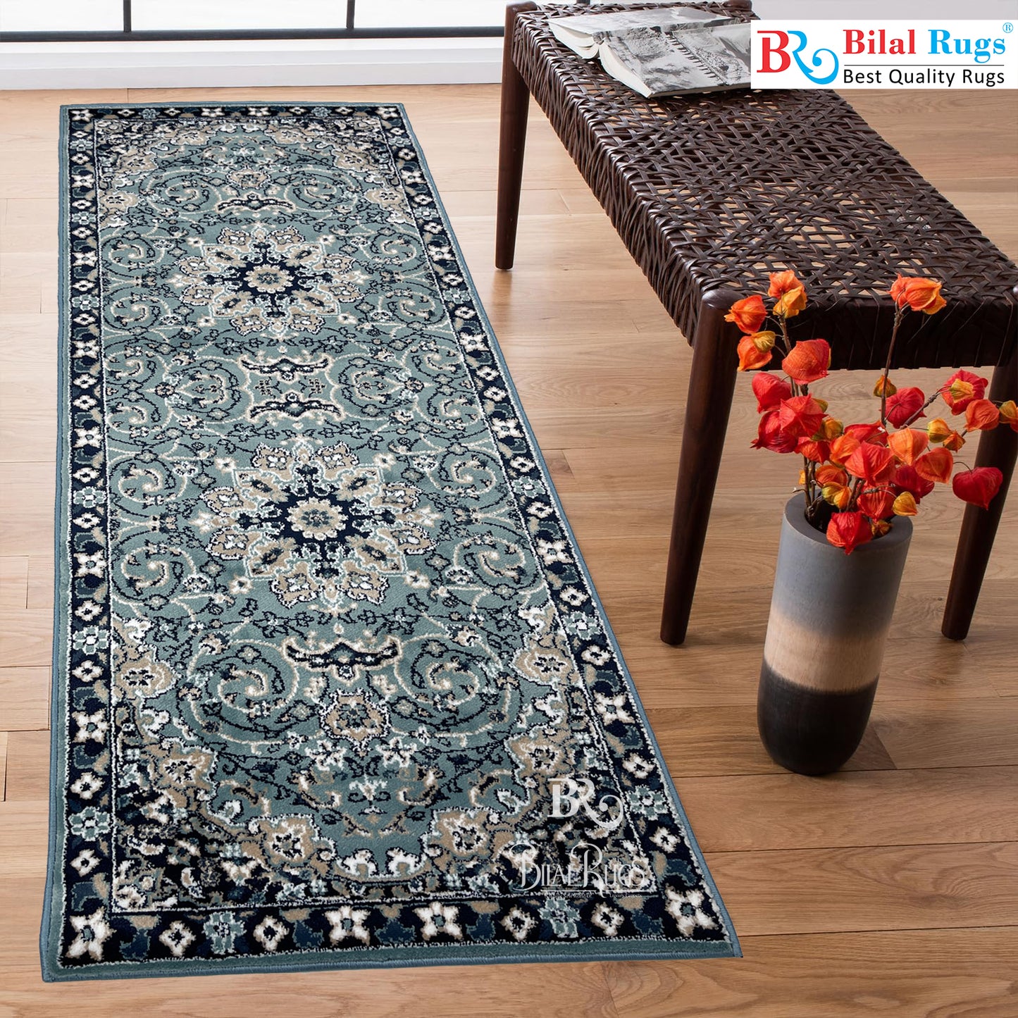 Feroze Persian Polypropylene Woven Rug.  Size : 2.6 ft width x 6.6 ft length  (80 cm x 200cm)