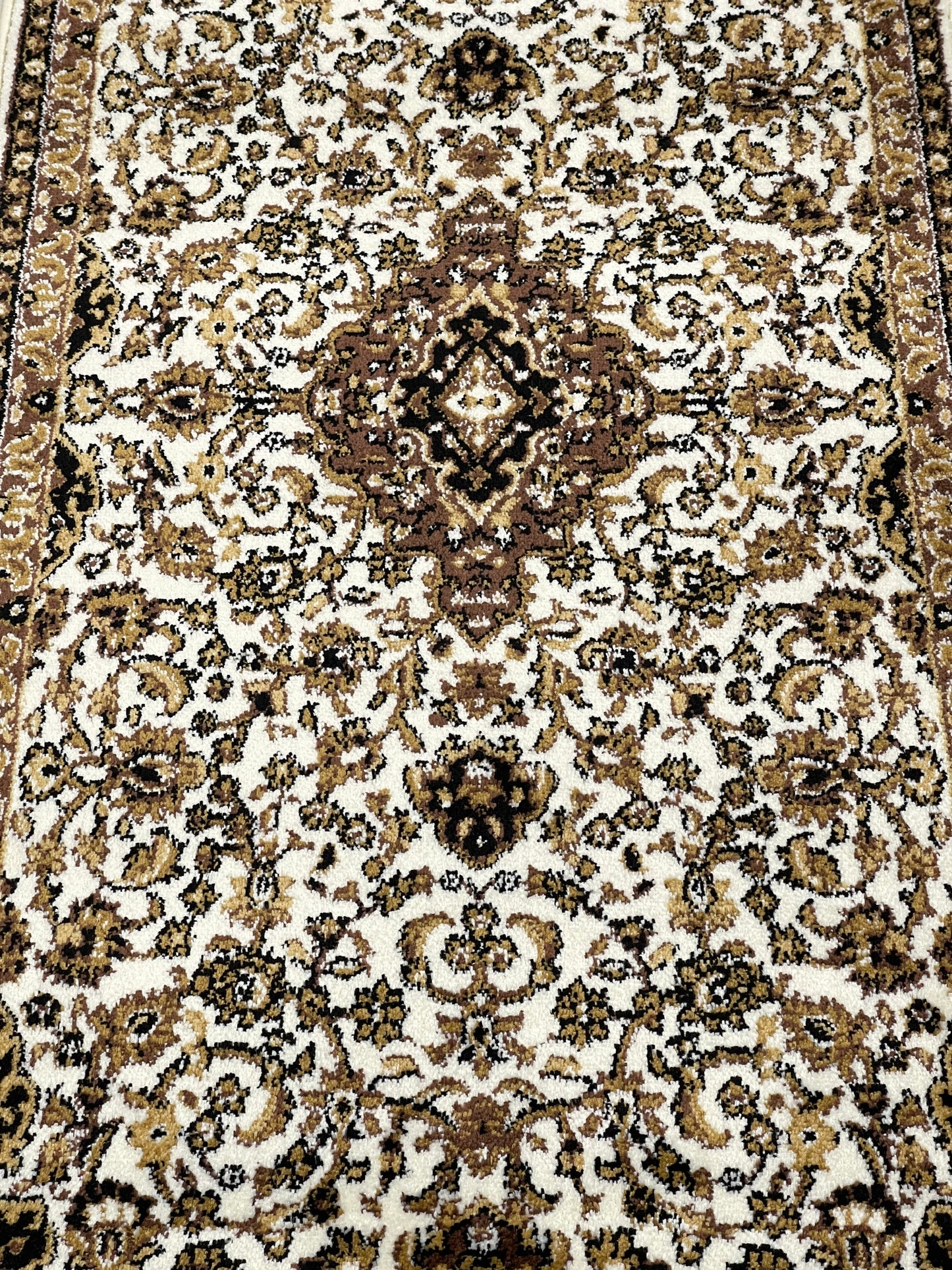 Off white Persian Polypropylene Woven Rug.
 Size : 2.6 ft width x 6.6 ft length
 (80 cm x 200cm)