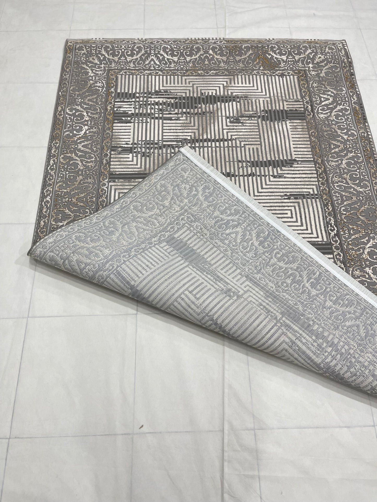 Irani Vintage Woven Rug.  Article -2079-Grey Size: 5 ft width x 7.3 ft length (150cm x 220cm)