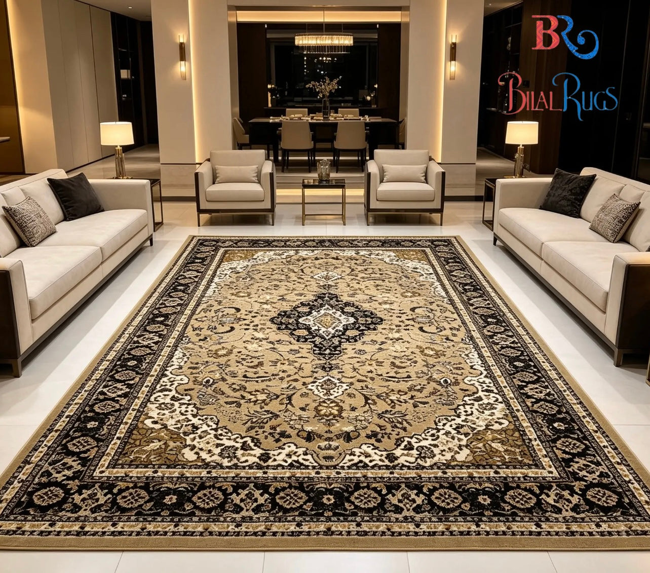Modern polypropylene Rug,back woven(Article-01-Beige)