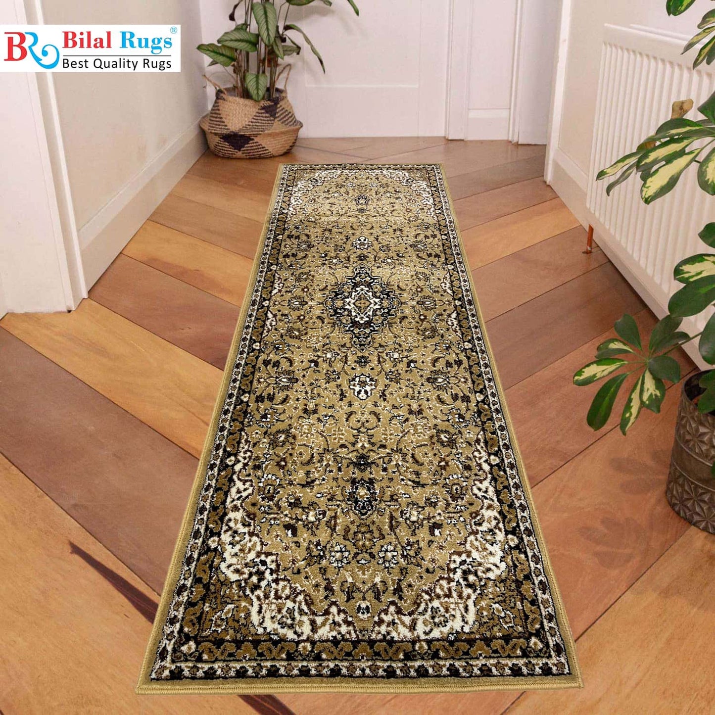 Beige Persian Polypropylene Woven Runner.
Size : 2.6 ft width x 6.6 ft length
(80 cm x 200 cm)