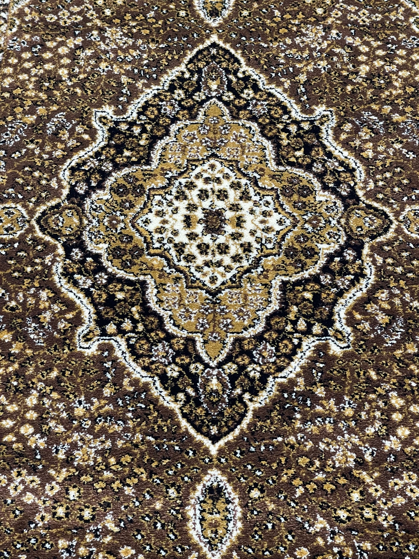 Brown Persian Polypropylene Woven Rug.  Size : 2.6 ft width x 6.6 ft length  (80 cm x 200cm)