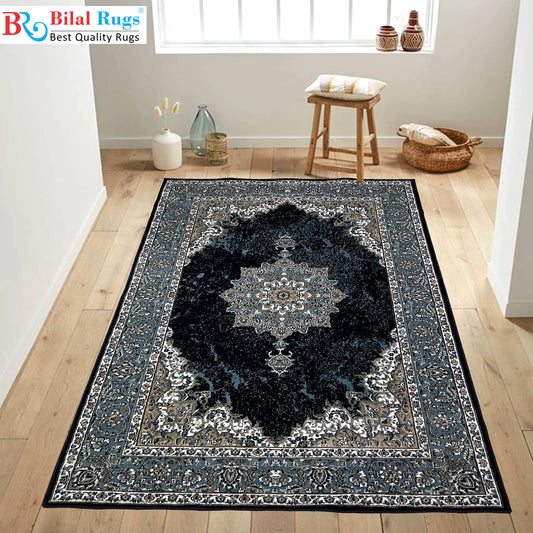 Persian polypropylene Rug,back woven(Article-1213-Blue)