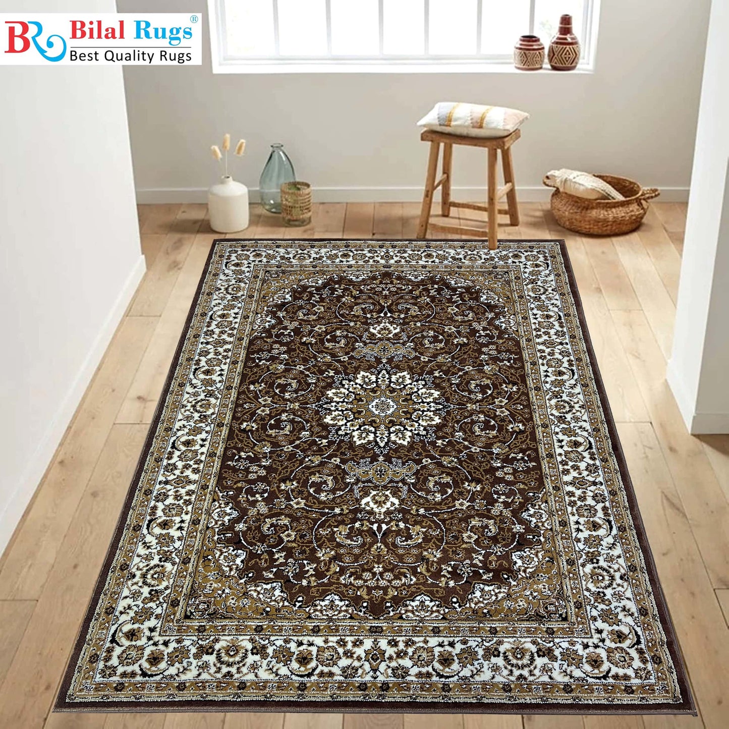 Persian polypropylene Rug,back woven(Article-25-Brown)
Size : 5ft width  x 7.3ft length (150cm x 220cm)