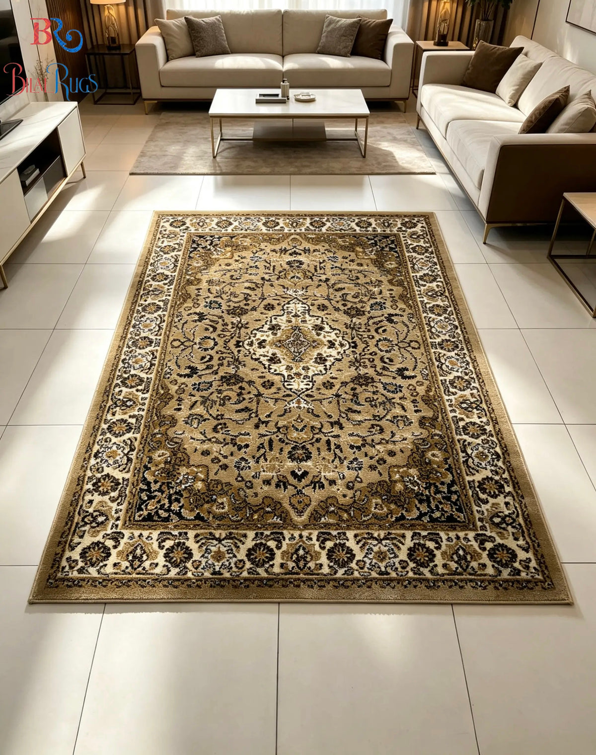 Persian polypropylene Rug,back woven(Article-01-Beige)