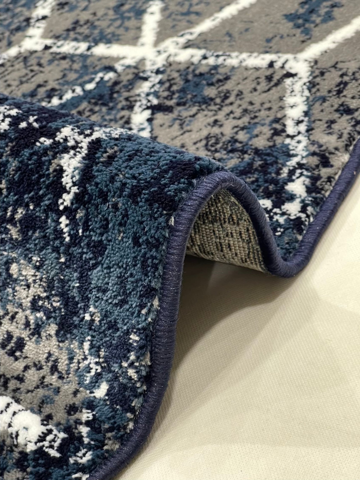 Modern polypropylene Rug,back woven(Article-1212-Blue)