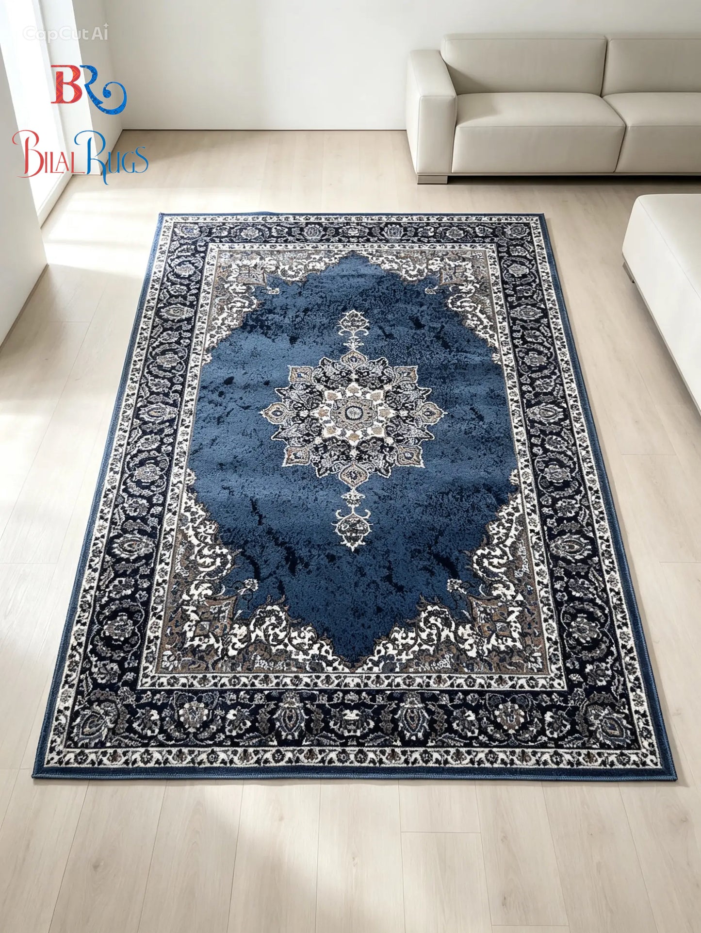 Persian Polypropylene Rug,back woven(Article-42-Blue)