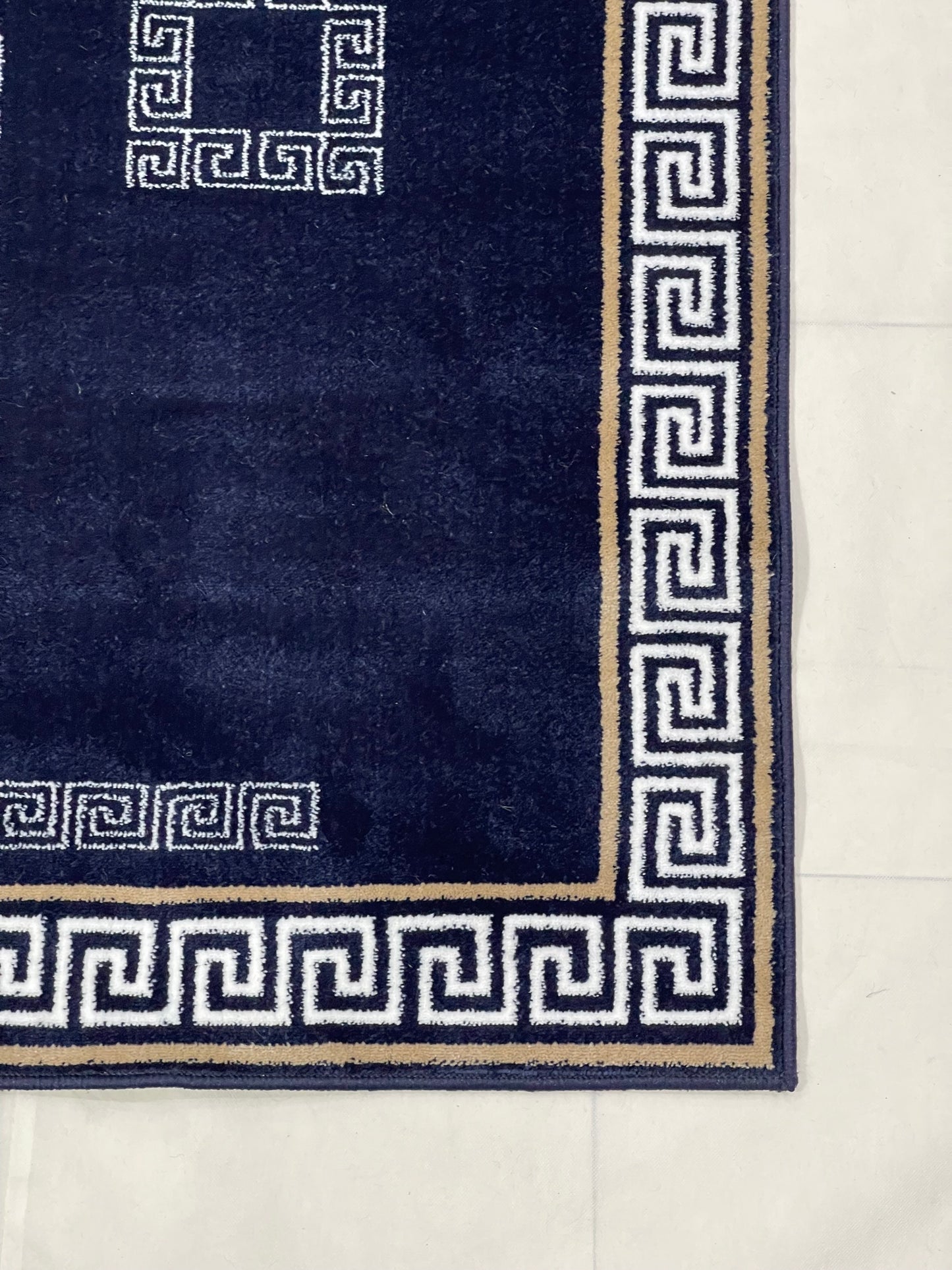 Blue Versace Polypropylene Woven Rug.  Size : 2.6 ft width x 6.6 ft length  (80 cm x 200cm)