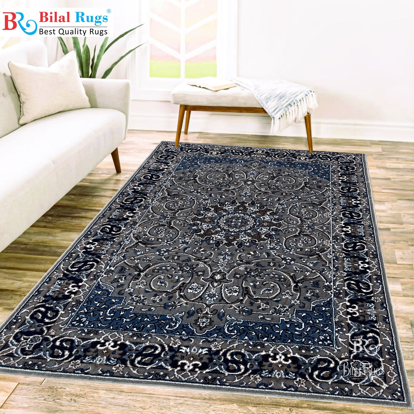 Persian Polypropylene Rug,back woven(Article-21-Grey)