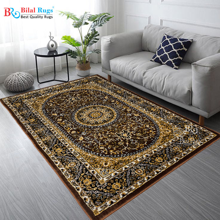 Persian Polypropylene Rug,Woven Back (Article-22-Brown)