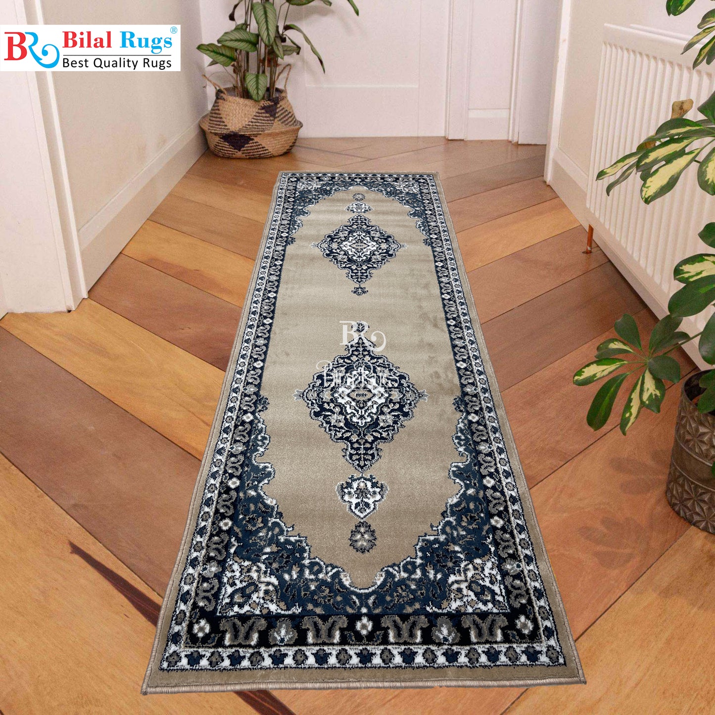 Mink Persian Polypropylene Woven Rug.
 Size : 2.6 ft width x 6.6 ft length
 (80 cm x 200cm)