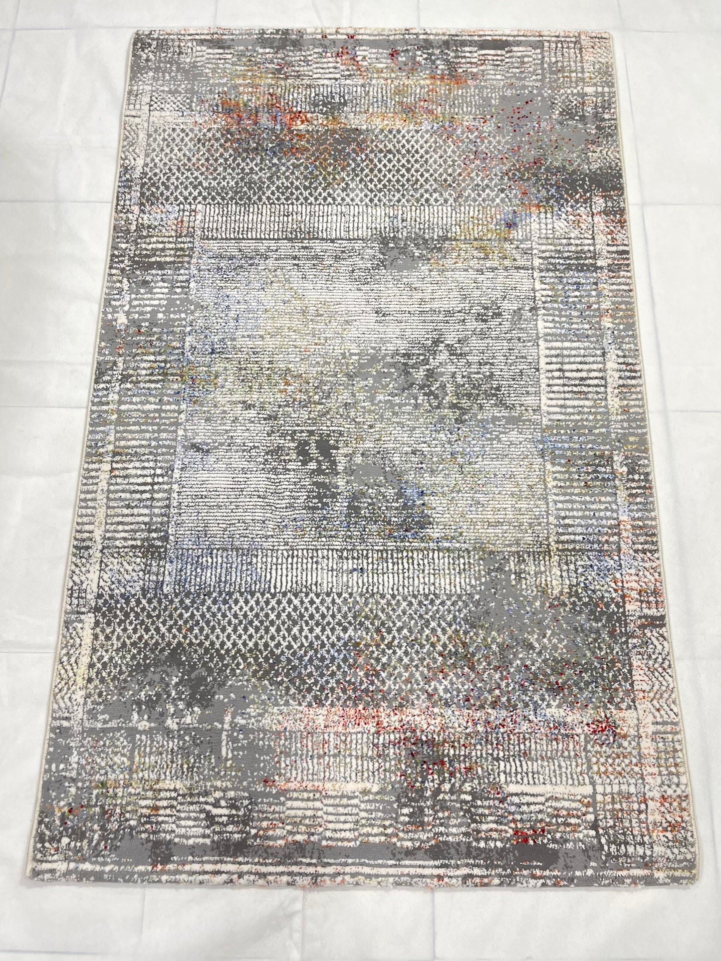 Irani viscose Rug , Woven Back Article-314-Multi Size : 3 ft width x 5 ft length (100 cm x 150cm)