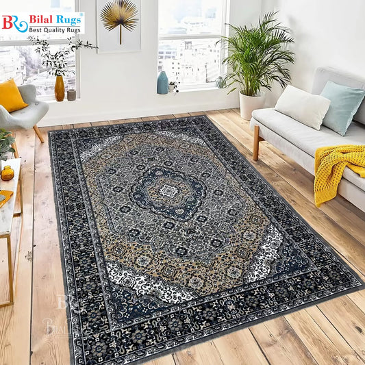 Persian polypropylene Rug,back woven(Article-99-Grey)
Size : 6.6 ft width x 9.6 ft length (200cm x 290cm)