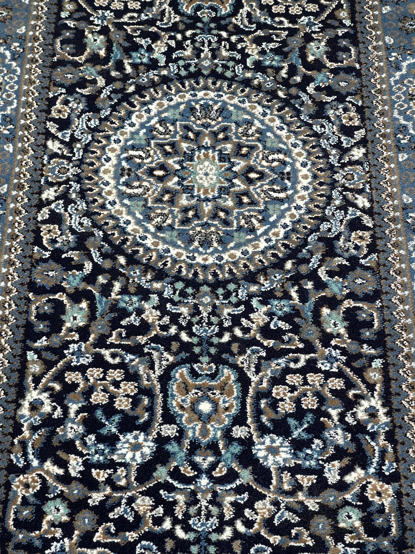 Blue Persian Polypropylene Woven Rug.  Size : 2.6 ft width x 6.6 ft length  (80 cm x 200cm)