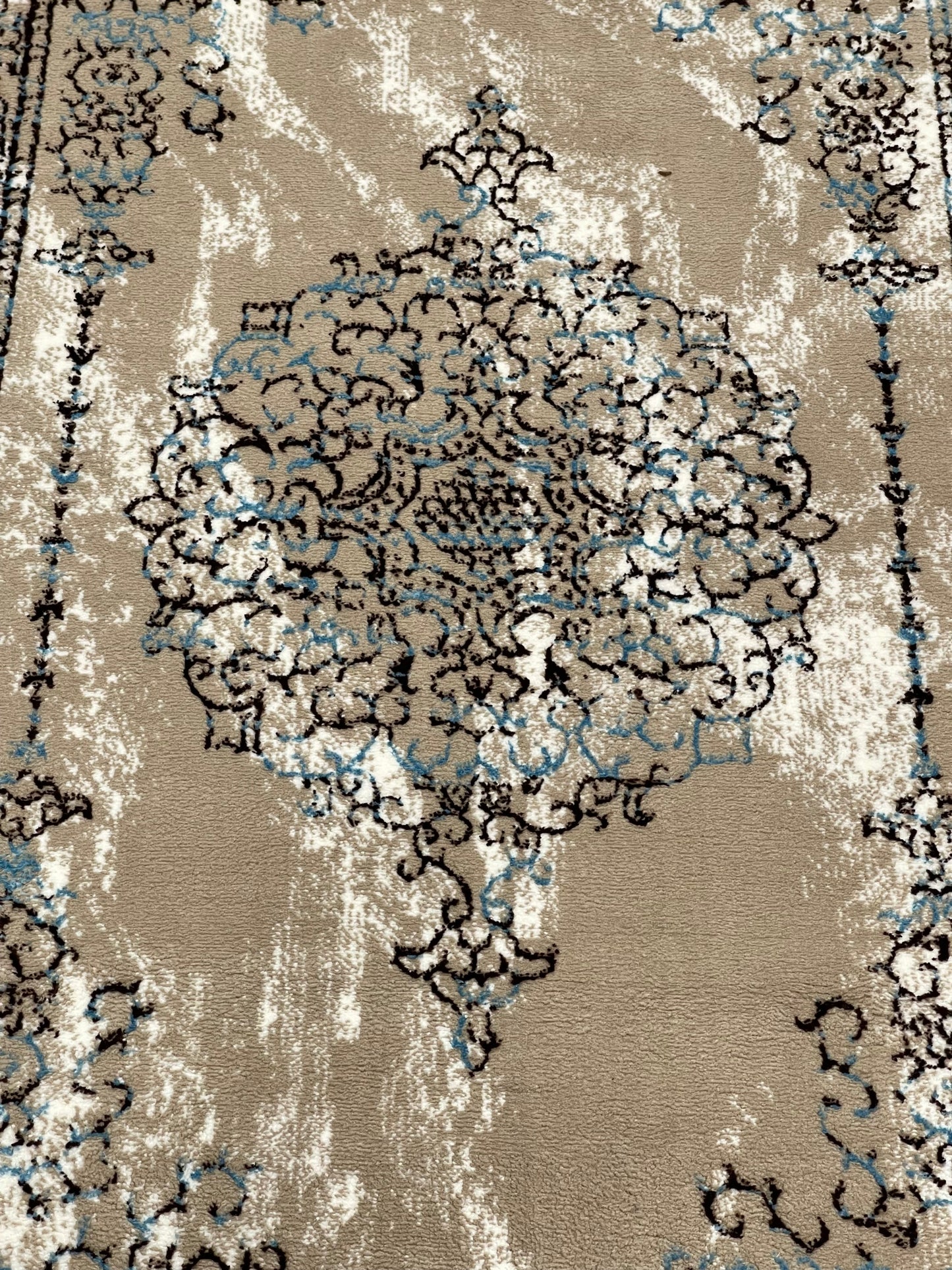 Polyester Silk Woven Rug.(Article-1455-Beige) Size : 3 ft width x 5 ft length ( 100cm x 150cm)