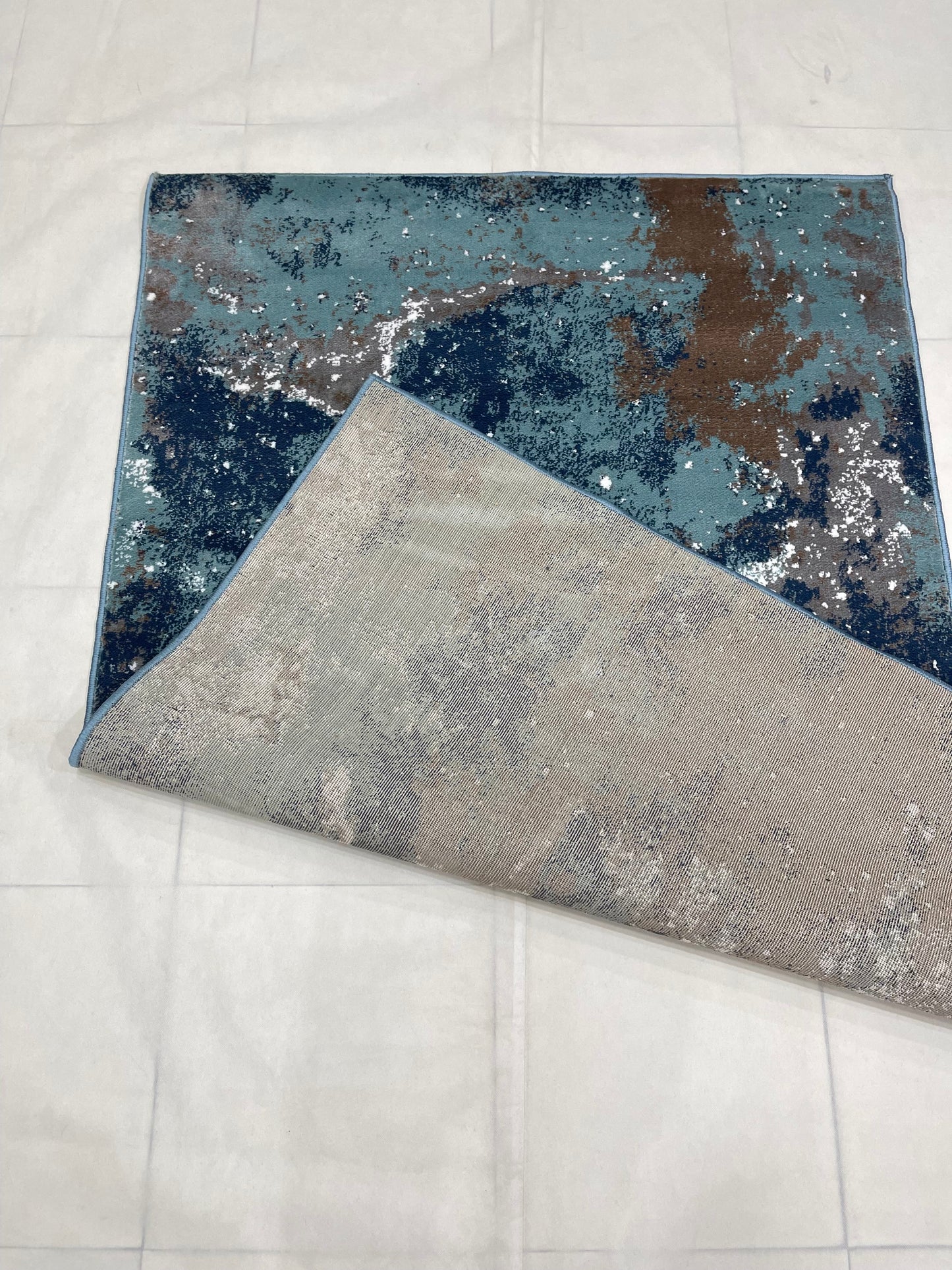 Modern Polypropylene Rug,back woven(Article-1443-Feroze) Size : 4 ft width x 5.6 ft length (120 cm x 170 cm)