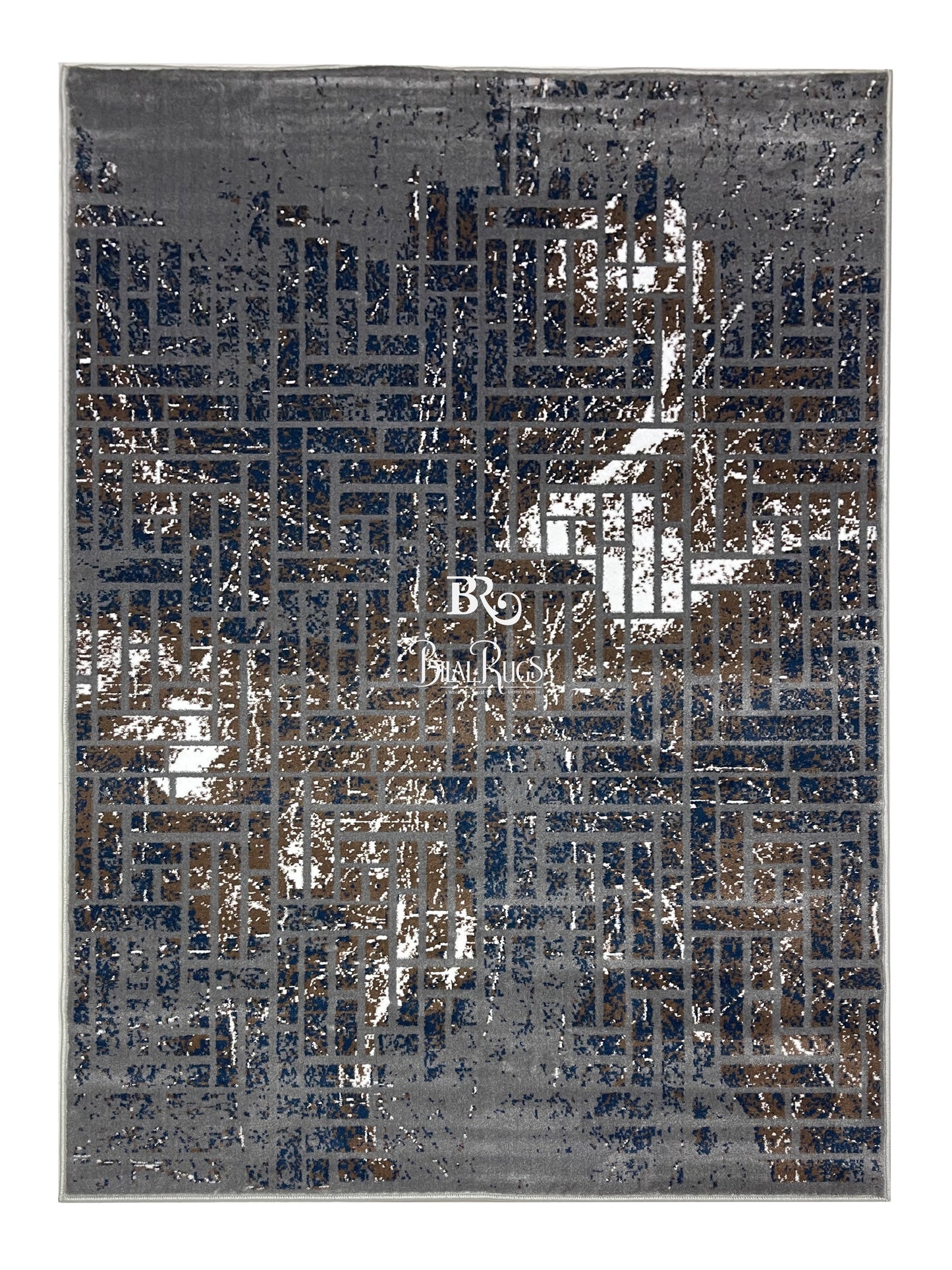 Modern polypropylene Rug,back woven(Article-6774-Grey ) Size : 5ft width  x 7.3ft length (150cm x 220cm)