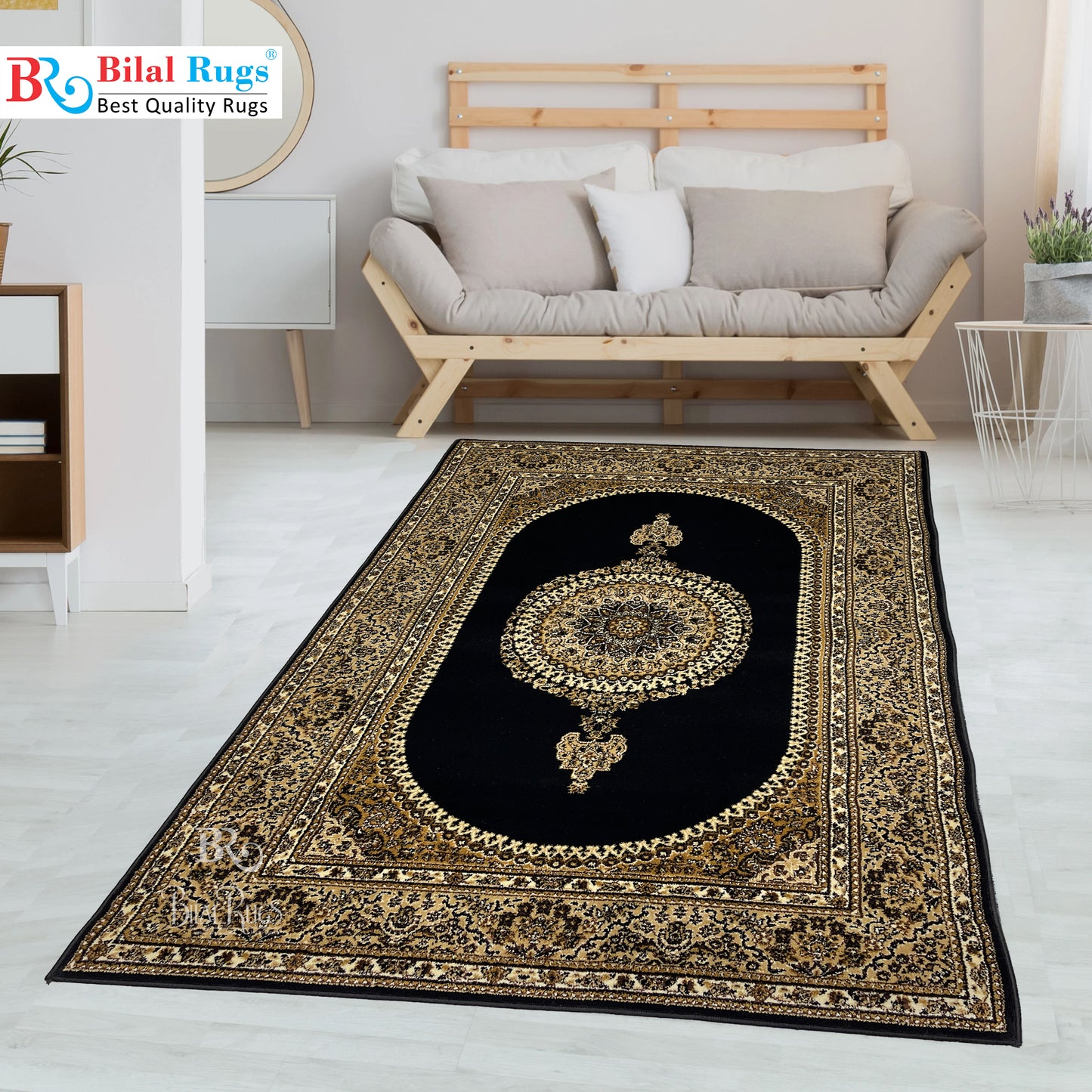 Persian Polypropylene Rug,back woven(Article-22-Black)
Size : 5ft width  x 7.3ft length (150cm x 220cm)