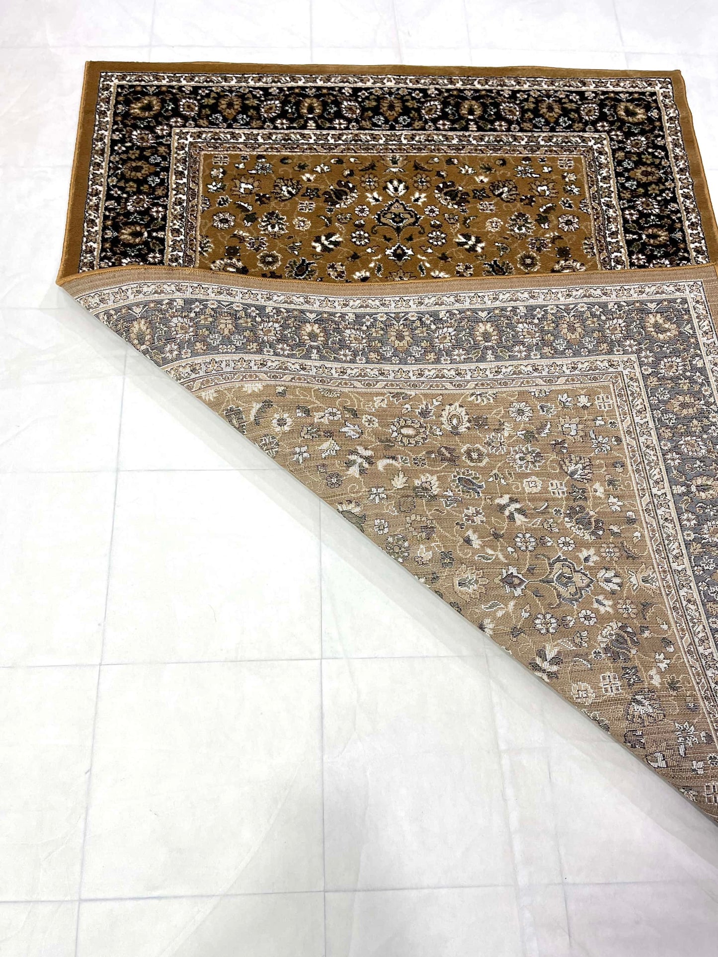 Gold Allover  polypropylene Rug,back woven(Article-140-Beige)