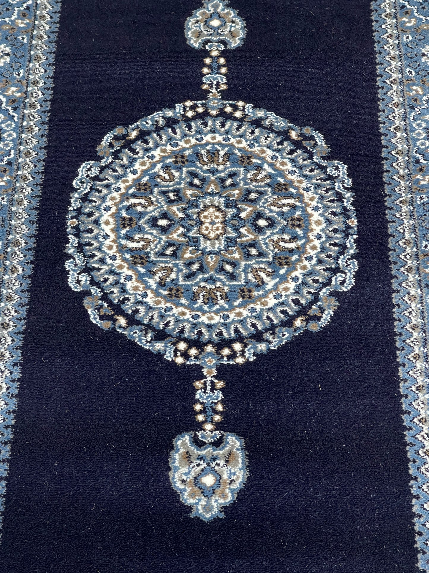 Dark Blue Persian Polypropylene Woven Runner.
 Size : 2.6 ft width x 6.3 ft length
 (80 cm x 200cm)