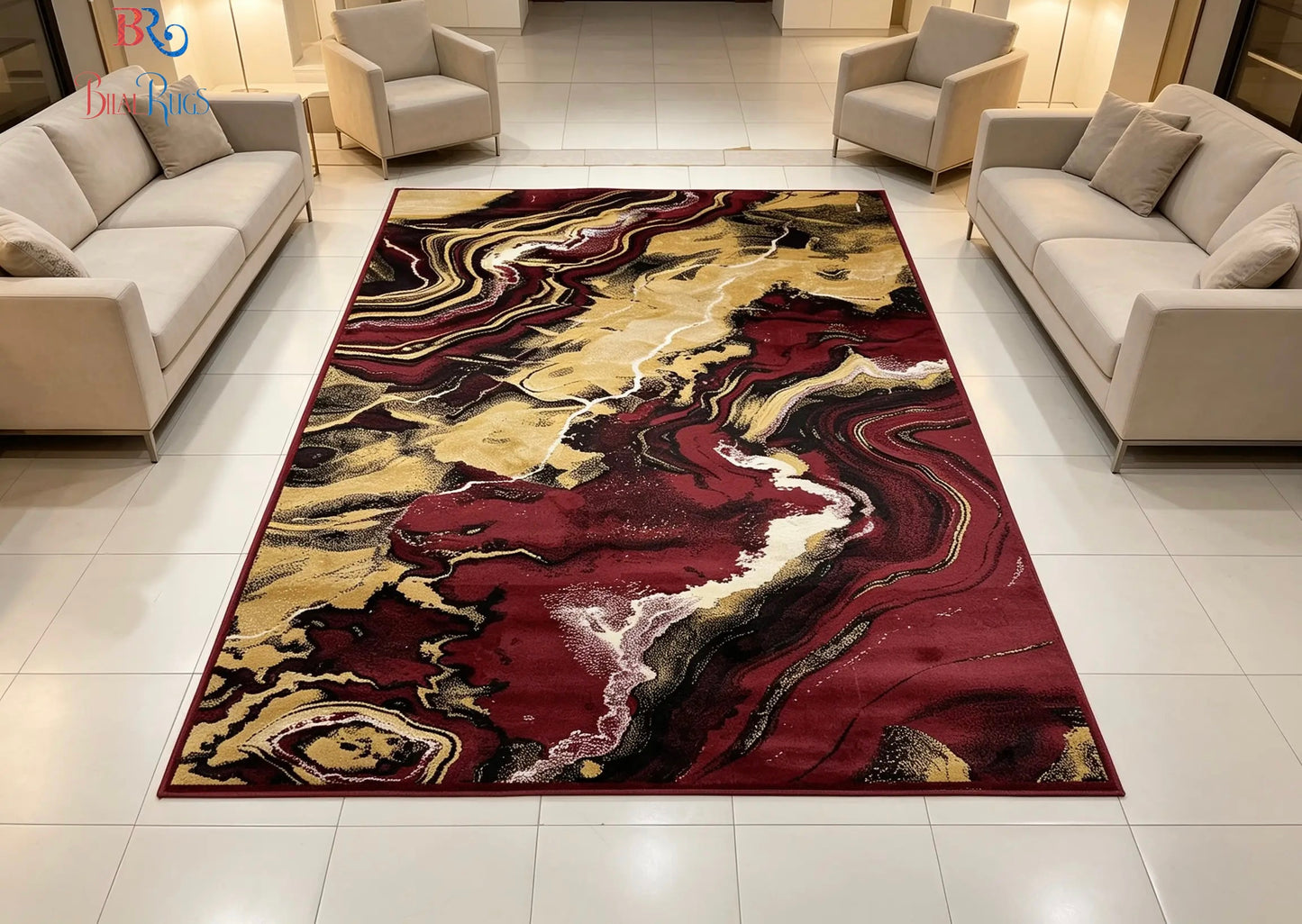 Modern polypropylene Rug,back woven(Article-418-Red)
Size : 6.6 ft width x 9.6 ft length (200cm x 290cm)