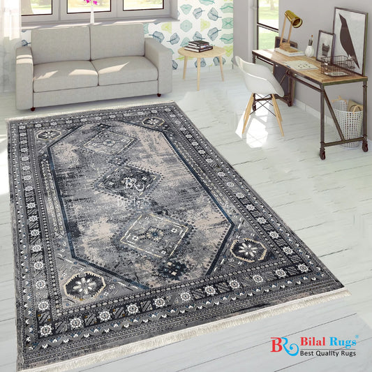 Persian Thick Woven Rug.  Article -2086-Grey Size: 6.6 ft width x 9.6 ft length (200cm x 290cm)
