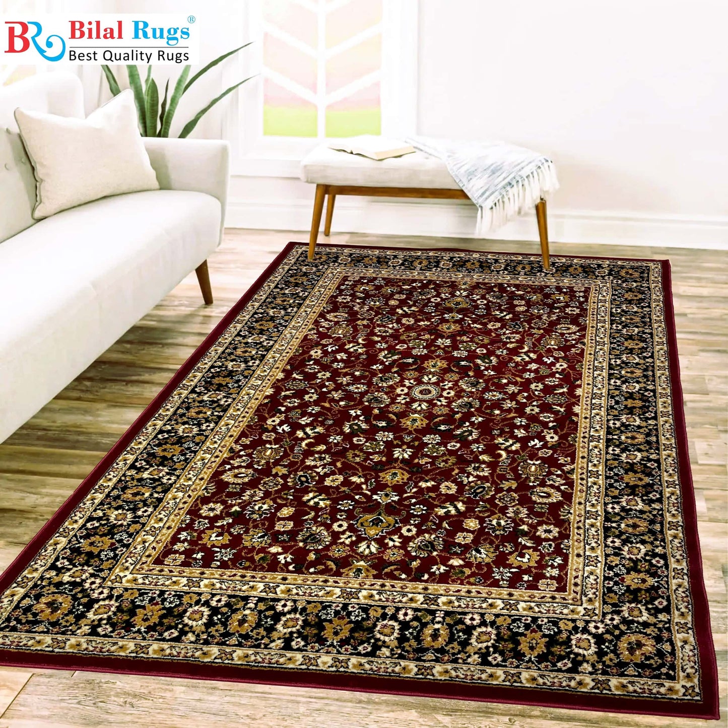 Persian Polypropylene Rug,back woven(Article-140-Red)