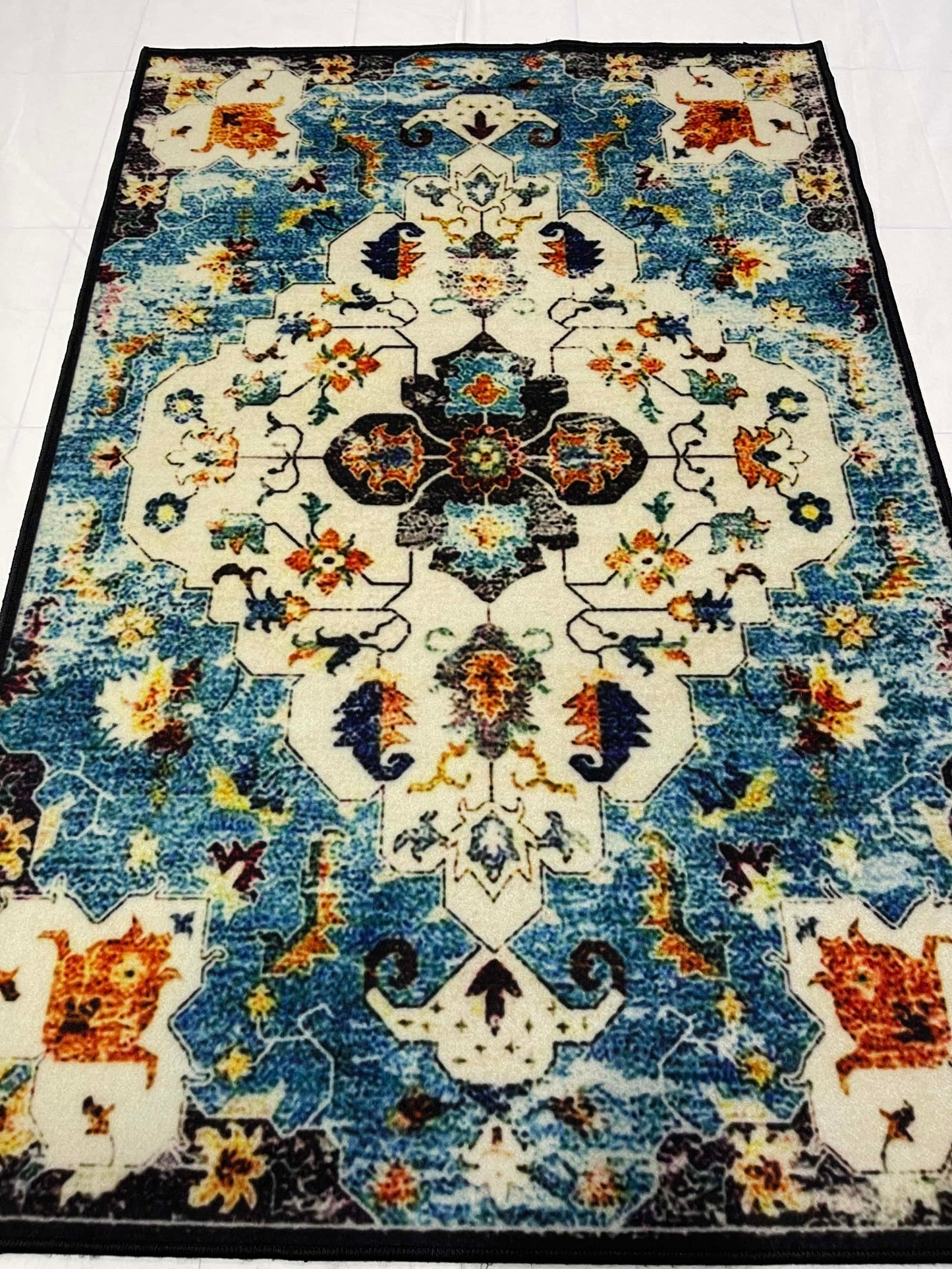 TPR Non Woven Rug.  Article-106-Blue , Multi