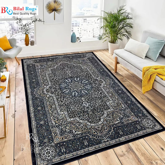Persian polypropylene Rug,back woven(Article-38-Blue)
Size : 6.6 ft width x 9.6 ft length (200cm x 290cm)