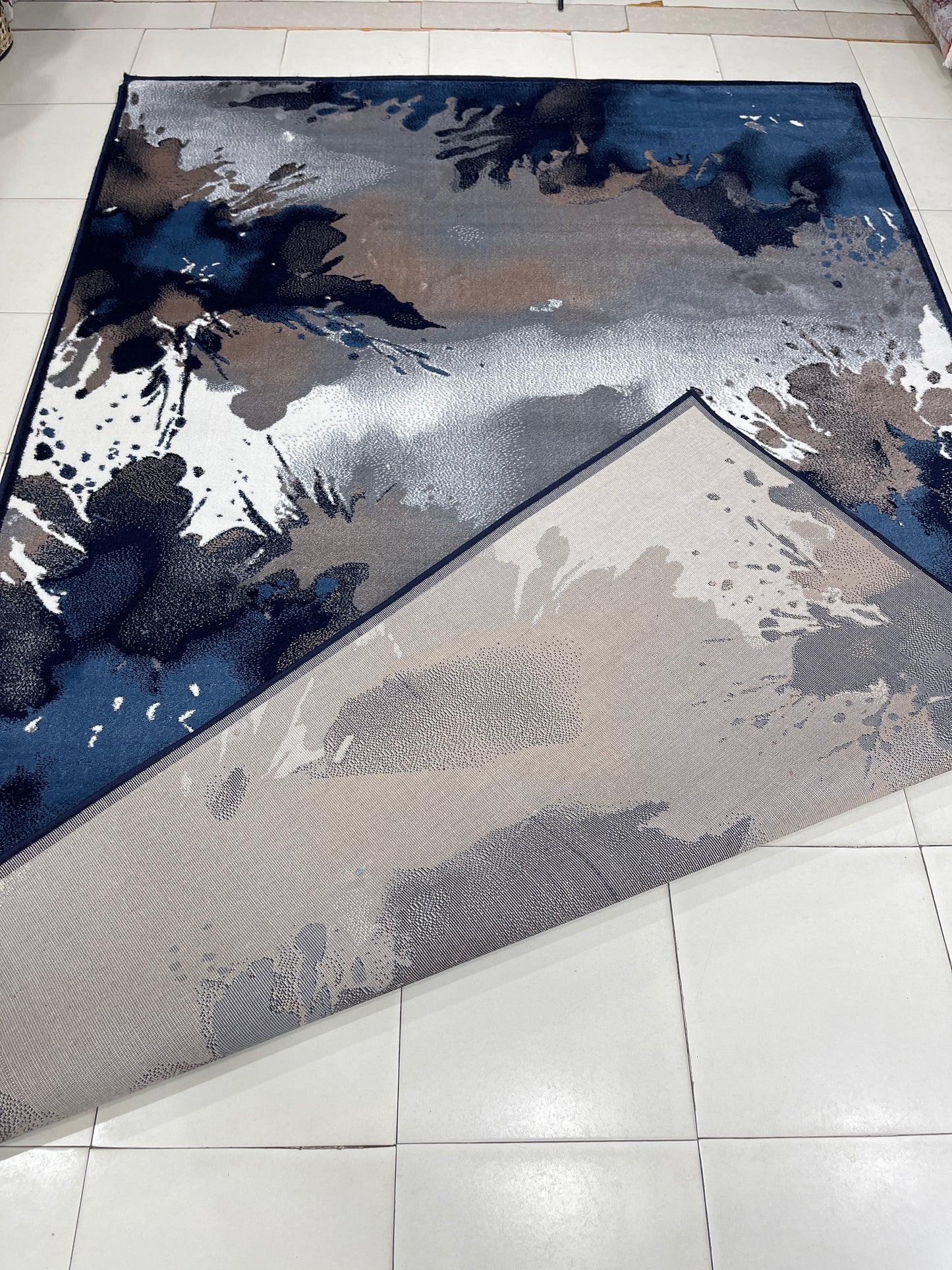 Modern polypropylene Rug,back woven(Article-556-Dark Blue)