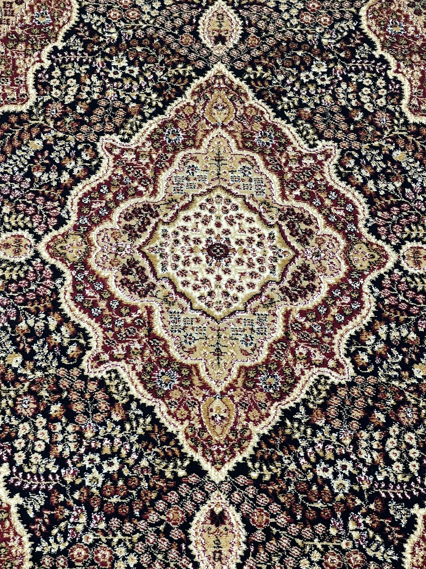 Persian Polypropylene Rug,Woven Back (Article-25-Black,Red)