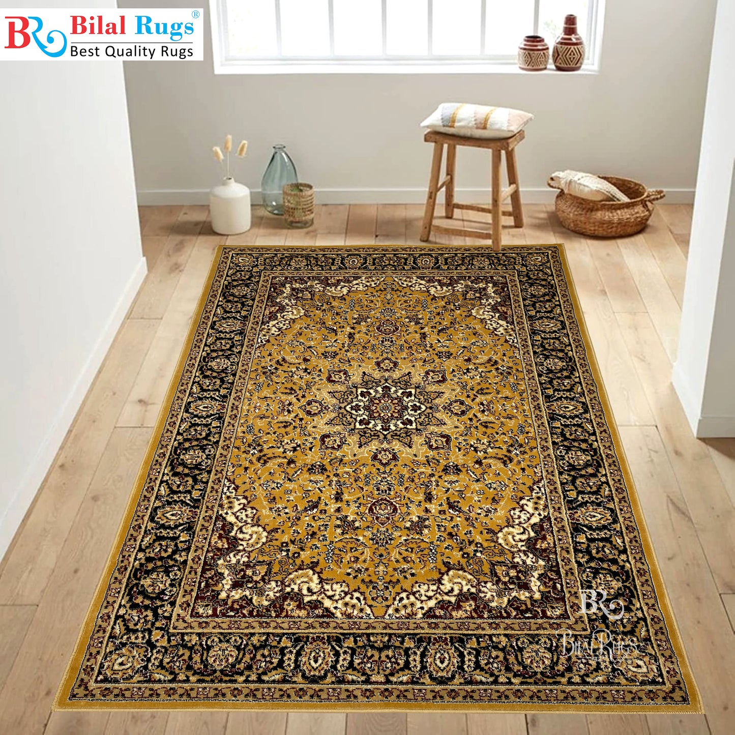 Persian polypropylene Rug,back woven(Article-04-Gold)